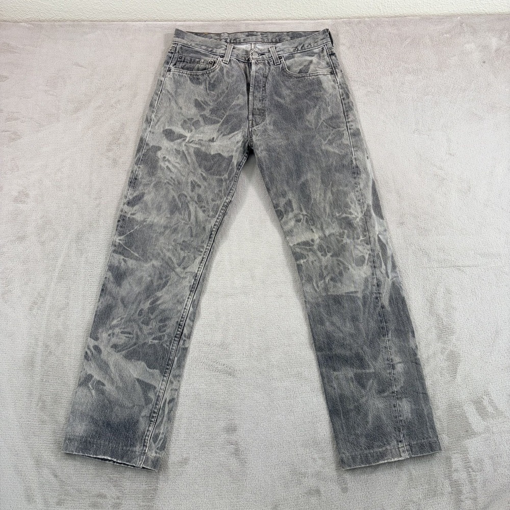 Vintage Levis 501 Jeans Men 30x30 (Tag 32x34) Grey Marble Tie Dy Wash Made USA